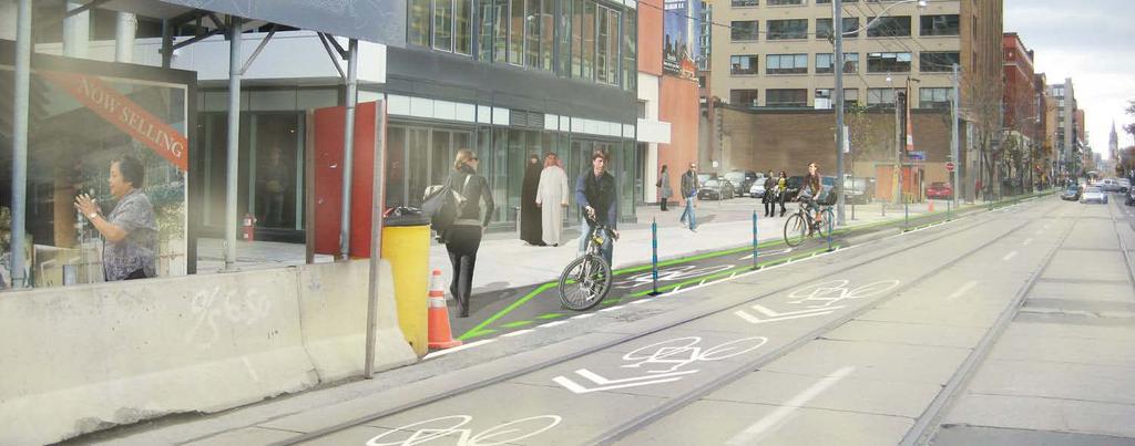 Richmond Street and Adelaide Street, George** to Sherbourne Boulevard Widening Option Cycle Track and Buffer Widths Provide Room for Cyclist Passing and