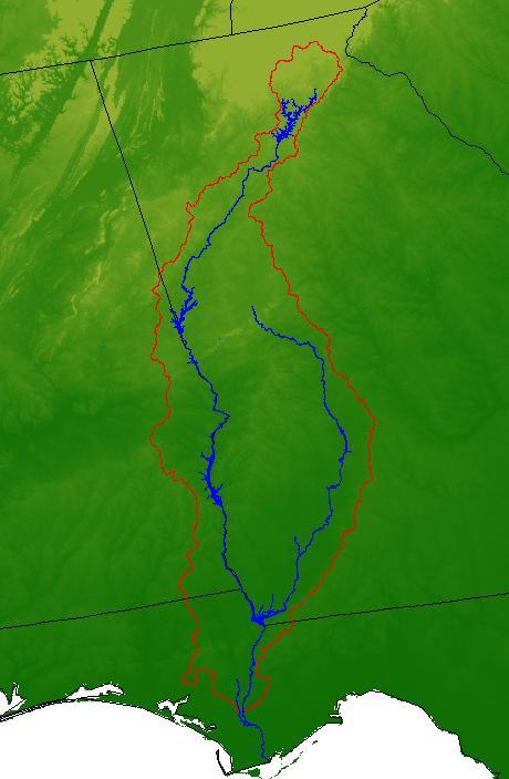 Figure 3. Apalachicola, Chattahoochee and Flint Rivers Drainage Basin (UF).