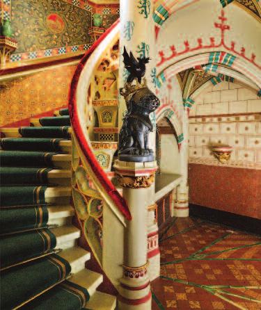 It is the largest room in the Castle and the decoration is typical of the genius art-architect William Burges flamboyant style, who along with the 3rd Marquess of Bute transformed Cardiff Castle into