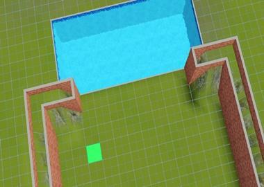 Highlight the little hill separating your basement from your pool.