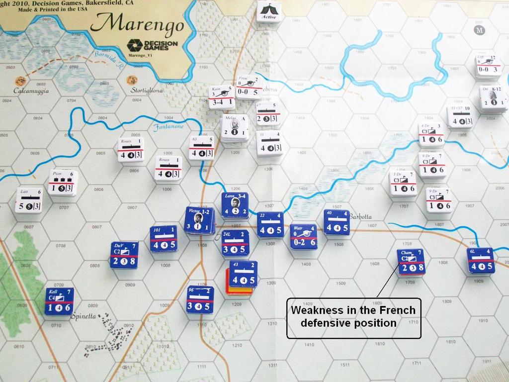 battalion join in an attack against Du Vigneau s cavalry, which also retreats. In the center, the Right Wing Artillery bombards Lannes 28 th Line and forces it to withdraw.