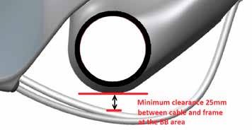 The measurement should be a minimum of 25 taken in the centre line of the bottom bracket, as indicated in the image.