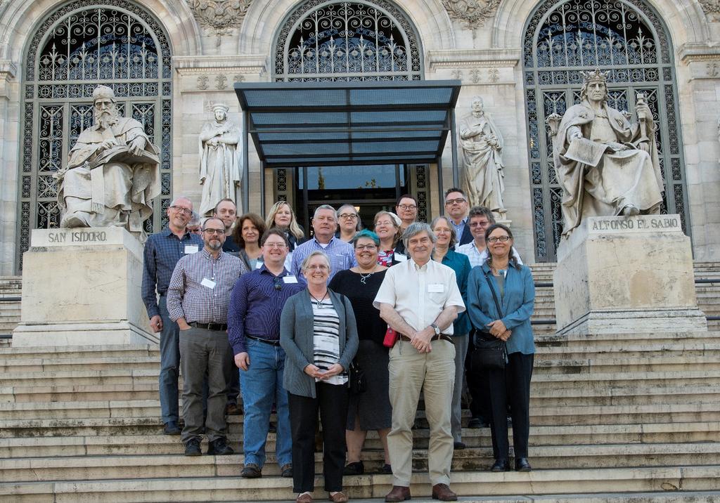 Page 7 of 20 RSC+ in October 2017 at the Biblioteca Nacional de España: Back row (left to right): William Leonard, Francis Lapka, Kate James, Pat Riva, Ebe Kartus, Daniel Paradis; Third row: James