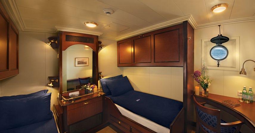 SLEEP WELL The luxurious cabins blend the atmosphere of a traditional sailing ship with the comforts you d expect