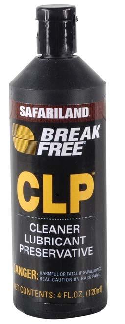 Some recommended solvents are Hoppe s #9 and Break-free CLP. CLP, a military standard, also acts as a lubricant, eliminating the steps of lubricating the rifle.