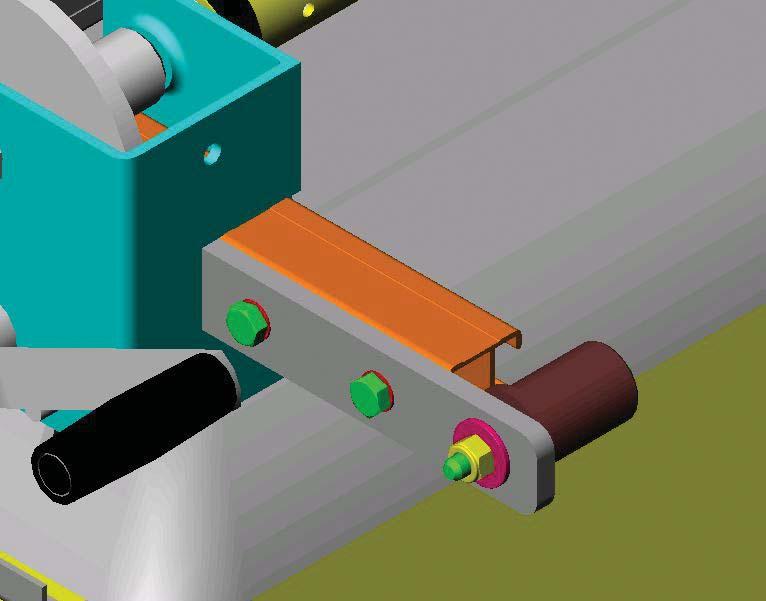 Slide the winch side pivot roller bracket into the longitudinal bar so that the end of the bracket is against the