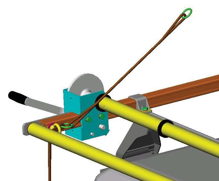 500mm 250mm Splice the free end onto the tie down line rings, at a length of 500 mm from the previously attached ring, as per the diagram.