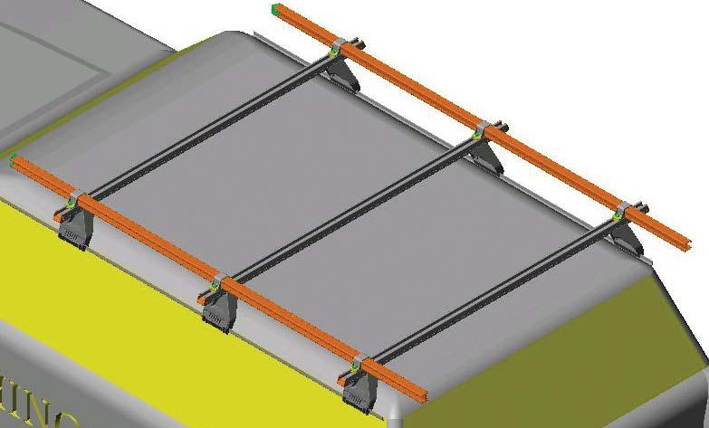 Place the longitudinal bars onto the crossbars with the hooked section of the bars facing outward.