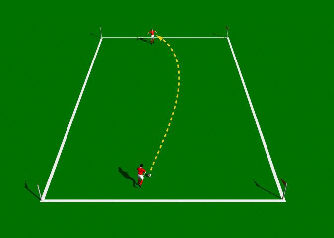 Lofted Pass Drill This practice is designed to introduce the correct mechanics involved in the execution of the Lofted Pass. Area 10 x 30 yards. 2 players. 1 ball. Cones.