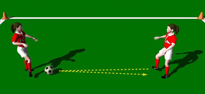 Speed Passing This practice is designed to improve the technical ability of the Push Pass with emphasis on "pace and accuracy". Area 10 x 10 yards. Two players. One ball.