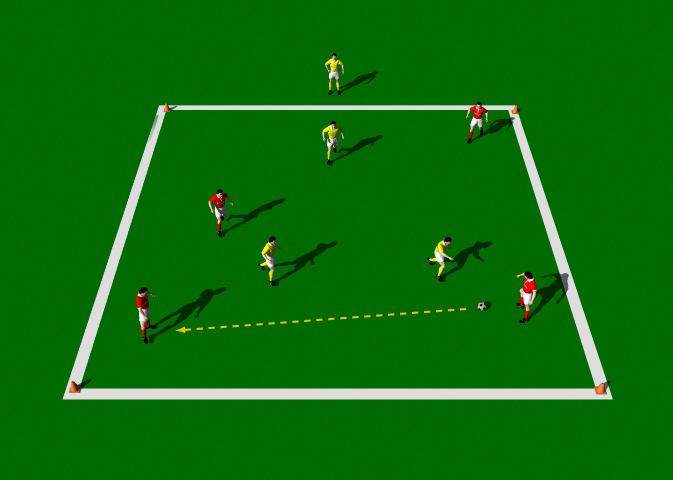 4 v 3 One On, One Off This is a great practice to help improve quick passing and decision making. Emphasis is on 'one' and "two' touch passing, angles of support, disguise and communication.
