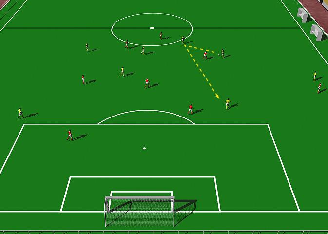 Eight versus Eight (Attacking the Goal-lines) This practice is designed to improve Widening the game to out-maneuver the defense, Changing the direction of the game, Changing the pace and Constant