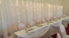 Napkins (Assorted colors available) $0.50 Table runners 8 X 100 (assorted colors available) $1.00 Pattern and satin runners, 12 X 100 Burlap, Damask, Chevron, Lace $2.00 Sequin runners, 12 X 100 $4.