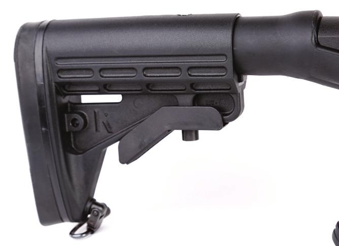 The five position telescopic stock fits in perfectly with the overall set-up of the shotgun and aids in the overall shoot ability of the weapon s platform.