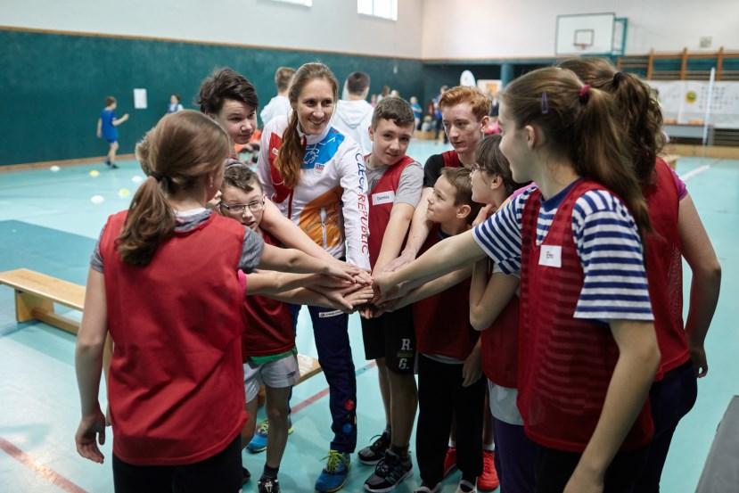 Children from Slovakia met big names who performed sport activities for them Zuzana Rehák Štefečeková / holder of 2 silver medals from Olympic games in Beijing and London in TRAP discipline, Peter