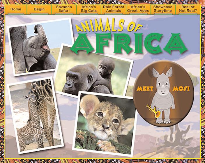 Grolier Online Kids Feature Showcase Animals of Africa Teacher s Guide Opening The continent of Africa is teeming with the kinds of animals that most people can only see in captivity.