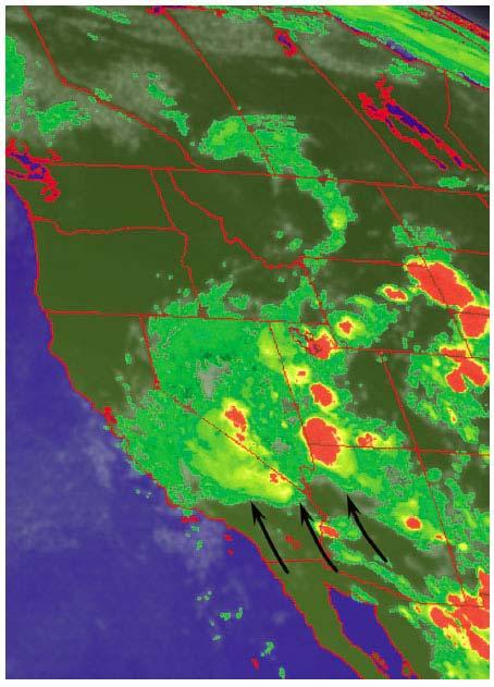 North American Summer Monsoon brings convective rain to the US