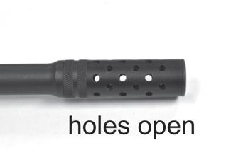 SECTION 7 MUZZLE BRAKE THIS SECTION ONLY APPLIES TO FIREARMS EQUIPPED WITH A SAVAGE ARMS MUZZLE BRAKE ADJUSTABLE OR FIXED. NEVER ADJUST THE MUZZLE BRAKE IF THE FIREARM IS LOADED.