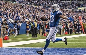 Cleveland. Was on the receiving end of the team s first touchdown of the game on an 87-yard strike from Andrew Luck in the third quarter. The score cut New Orleans lead to 27-7.