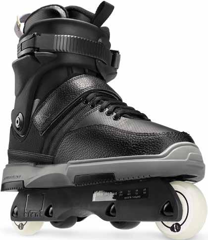 Molded, Removable Components (Cuff, Buckle, Grind Inserts, ) High Performance Street, PU Foam Shock Aborber, Double Paddle Tongue Cuff Buckle, 45 Velcro Band, Laces Blank, Super-Lock