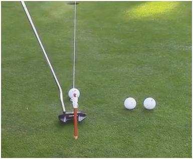 so you can see the line Line up some putts using the string to help