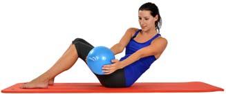 Sit on your exercise mat, your knees bent and your back in a 45 angle, holding the Mambo Max with your arms stretched.
