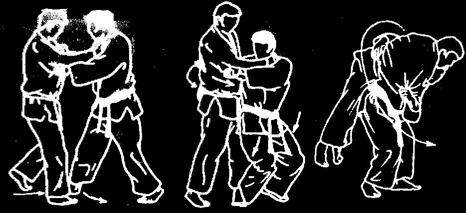 O Goshi "Large Hip Throw" 1. Begin in Right Natural Stance 2. Step in close with right foot, pulling opponent toward you. 3. Wrap right hand around opponent's back, grabbing their belt. 4.