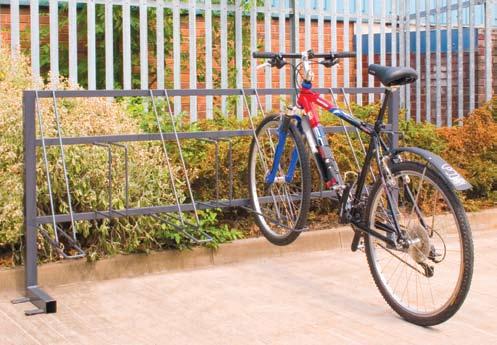 Bike Racks Traditional Bike Racks A sturdy twin-level rack designed to fit in a Traditional Cycle Shelter - see page 4. Up to 8 bikes can be stored by bars that grip the bike wheels.