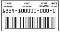 - To validate tickets with 4-digit game numbers, reveal the Secure Shield barcode on the front of the ticket under the latex and scan with the terminal barcode scanner.