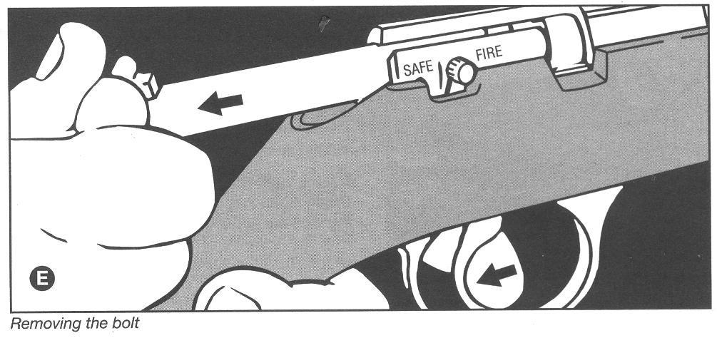 Page 9 of 16 Removing the Bolt Being sure your rifle is unloaded and pointed in a safe direction, open the bolt, pull the trigger fully to the rear and completely withdraw the bolt from the rear of