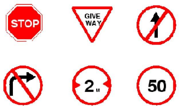 Traffic Signs Cont Regulatory signs Shall be used to inform road users of selected traffic laws or regulations and indicate the applicability of the legal requirements.