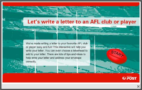 auspost.com.au/education Best wishes, Let s write a letter So, you want to write to an AFL Multicultural Ambassador, club or player?
