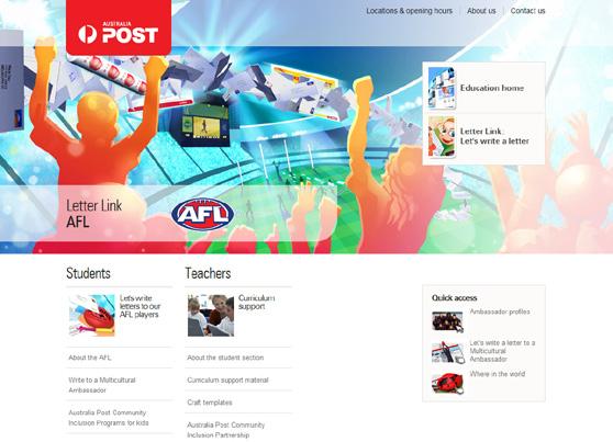 Australia Post education website Letter Link: AFL Australia Post, in partnership with the Australian Football League (AFL), is excited to present Letter Link: AFL, a program which provides you with