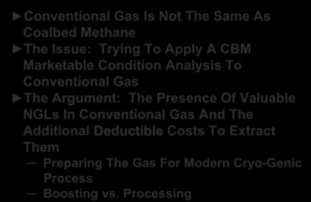 Marketable Condition Analysis To Conventional Gas The