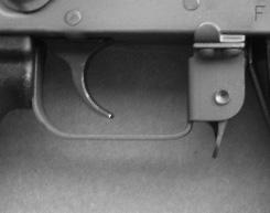 While keeping the muzzle pointed in a safe direction and your finger off the trigger move the safety lever downward to the F or FIRE position. (See Illustration #5). 5.