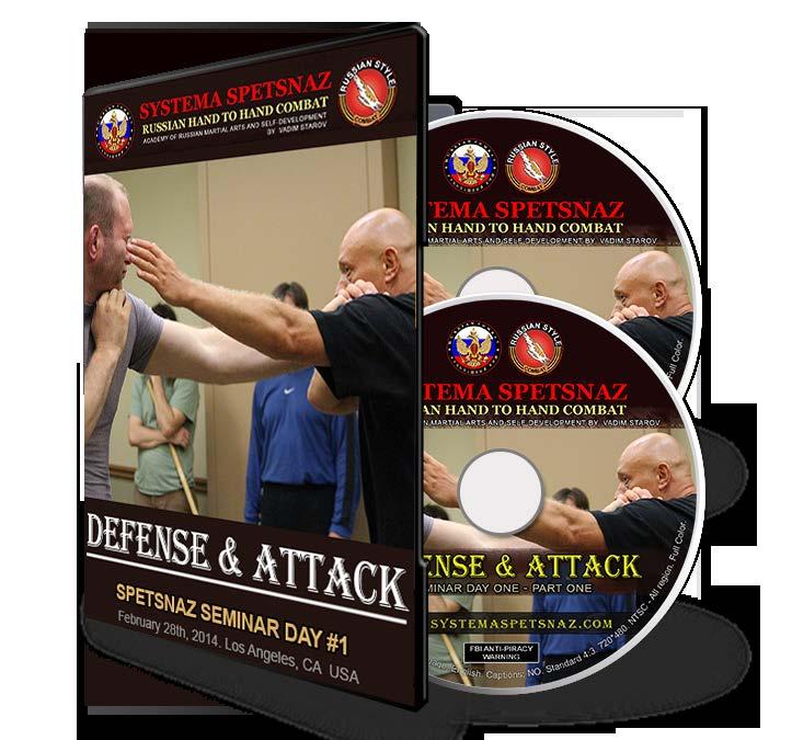SYSTEMA SPETSNAZ DVD #15: DEFENSE AND ATTACK (2 DVD SET) SYSTEMA SEMINAR DAY #1 Defense and Attack - 2-DVD set, the highlights of Russian Spetsnaz Seminar - Day One: Learn 50+ easy to follow hand to