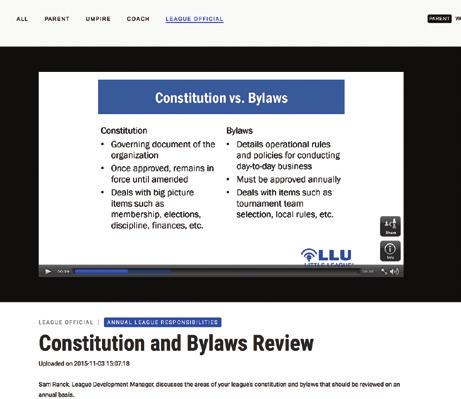 BYLAWS Step 2. REVIEW CONSTITUTION AND BYLAWS: It is a requirement that every league spell out its operations in a document usually referred to as the Constitution.