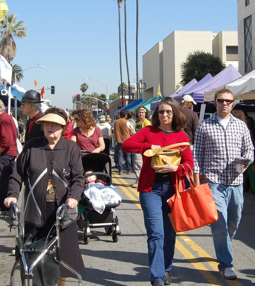 Community Themes Walking is part of the sustainable Santa Monica lifestyle and enhances wellbeing More pedestrians of