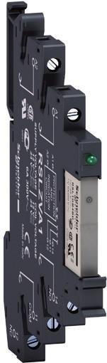 Table 7: Pre-assembled Slim Interface Relays Relays mounted on socket equipped with LED and protection circuit (sold in lots of 10) 1 C/O contact: Thermal current (Ith) 6A Operating voltage Control