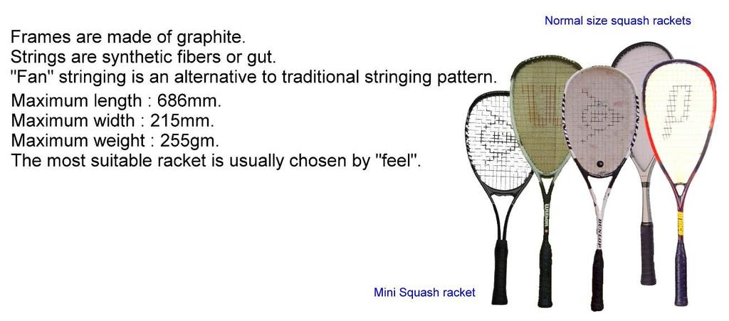 (D) Rackets (E) Balls (F) Eye Protection The World Squash Federation recommends that all Squash