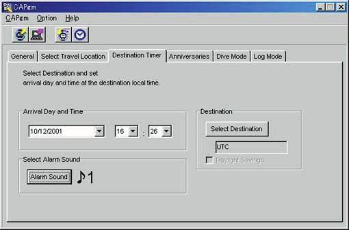 3.6. Destination Timer The [Destination Timer] tab is displayed when it is clicked with the mouse on the <Main Window>. The following settings are made with this tab.