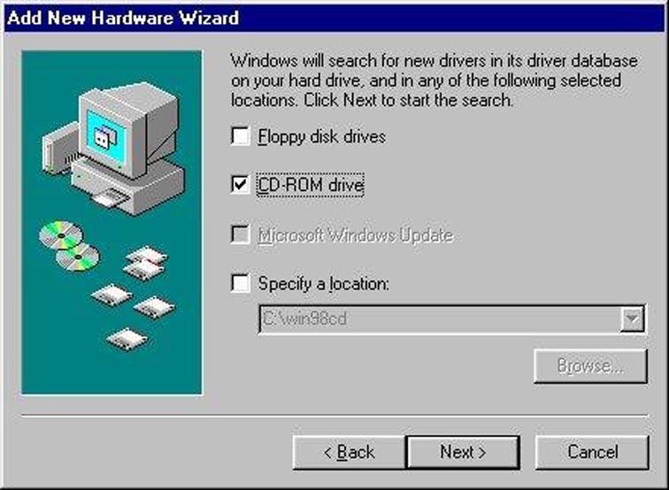 Windows98 or Windows98 SE: (1) Turn on the power of the PC and confirm that Windows98 or Windows98 Second Edition has started up. (2) End any applications that are currently running on the PC.
