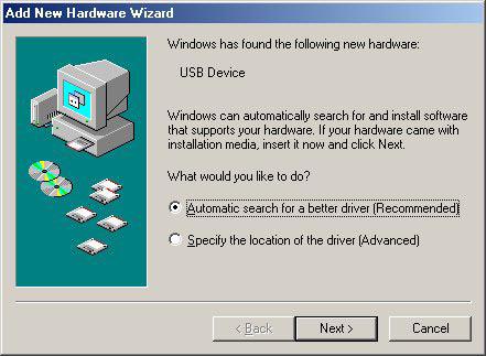 Windows is restarted and data can now be transferred using the USB interface. Windows Me: (1) Turn on the power of the PC and confirm that Windows Me has started up.