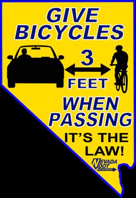 Q18. Are vehicles allowed to pass bicycles in all circumstances and conditions? A. No. The overtaking (passing) of a bicycle must follow NRS 484B.270.