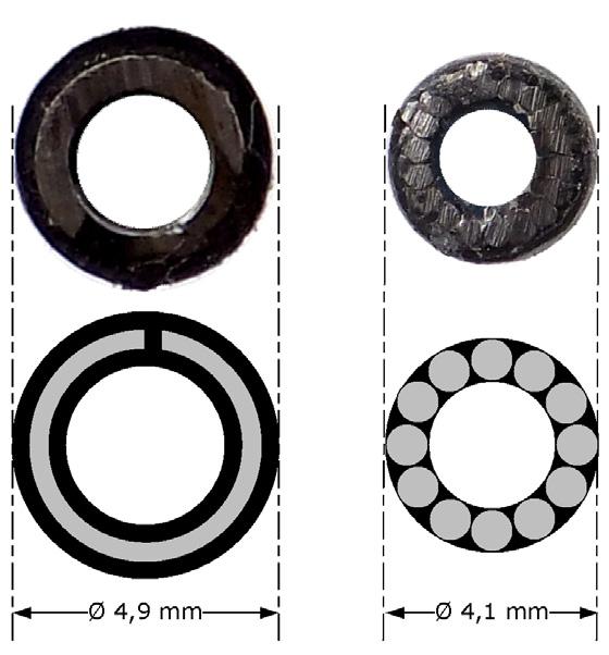 Different plates can also give rise to a serious loss of performance. The cable housings of the rear derailleur (Fig. 7) have a diameter of 4.1 mm, while the brake cable housings (Fig.