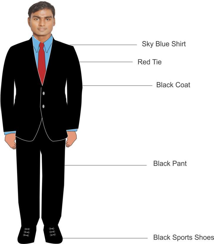 The shirt must tuck in with black belt properly 4. Black pant 5.