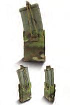 95 TYR-MR104 Single Open Top M4/M16 Magazine Pouch with bungee cord securing strap attaches upright with MOLLE and securely holds one M4/M16 magazine.