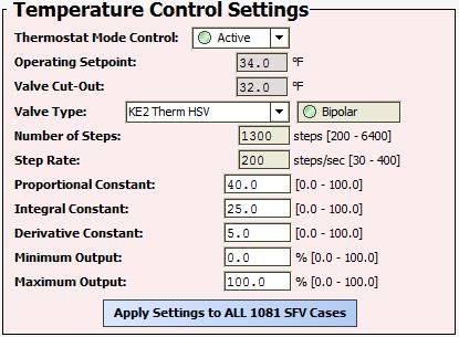 Figure 21-e: Secndary Valve Temperature Cntrl Settings Thermstat Mde Cntrl This cntrls whether r nt thermstat mde is enabled. This functin can be used as a lw limit safety fr the mdulating SFV.