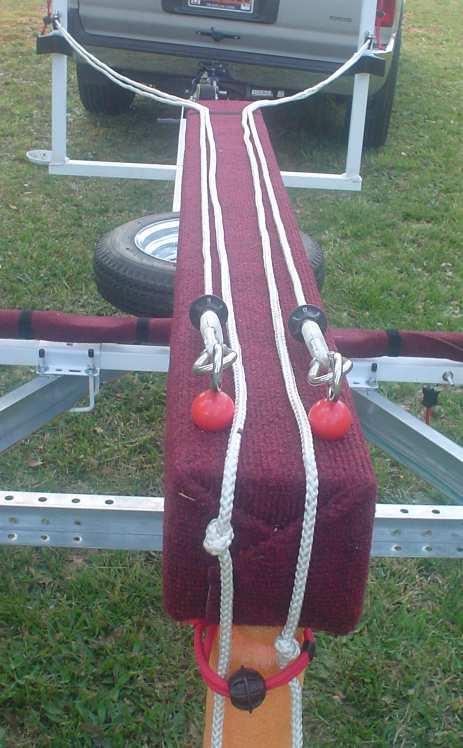 Shows how ropes are attached at rear of center rail. Note that the planks are not in place on this old picture.