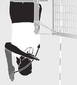 7. LEGAL BACK-ROW ATTACK Arm on attacker s side of net is extended parallel to the floor at chest level, palm down.